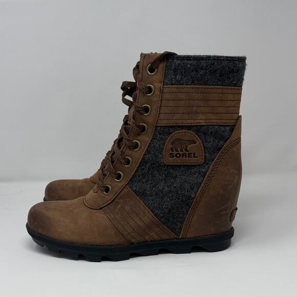 Sorel Shoes - Sorel Women's Lexie Wedge Waterproof Leather Boots - Brown/Gray